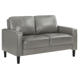 Ruth Gray Upholstered Track Arm Faux Leather Living Room Set from Coaster - Luna Furniture