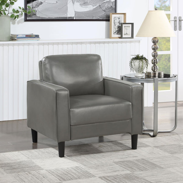 Ruth Gray Faux Leather Upholstered Track Arm Accent Chair