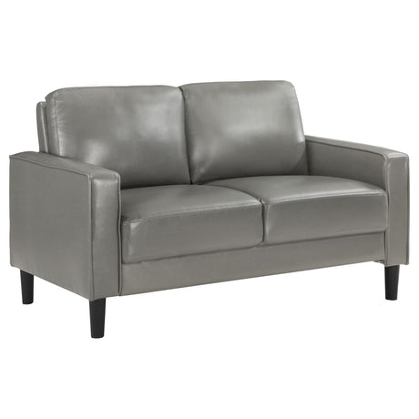 Ruth Gray Upholstered Track Arm Faux Leather Loveseat from Coaster - Luna Furniture