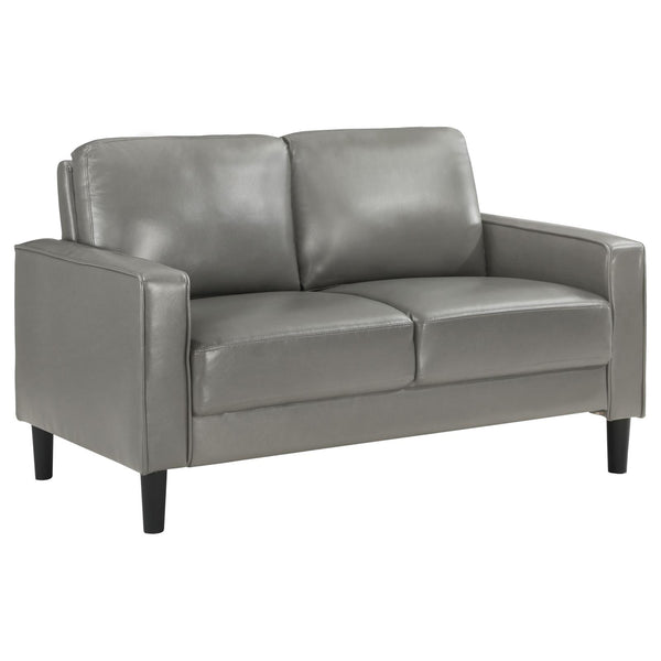 Ruth Gray Upholstered Track Arm Faux Leather Loveseat