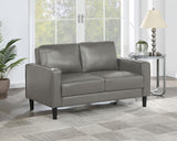 Ruth Gray Upholstered Track Arm Faux Leather Loveseat from Coaster - Luna Furniture