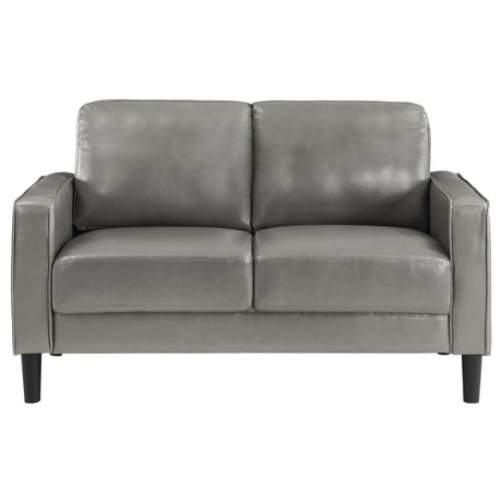 Ruth Gray Upholstered Track Arm Faux Leather Loveseat from Coaster - Luna Furniture