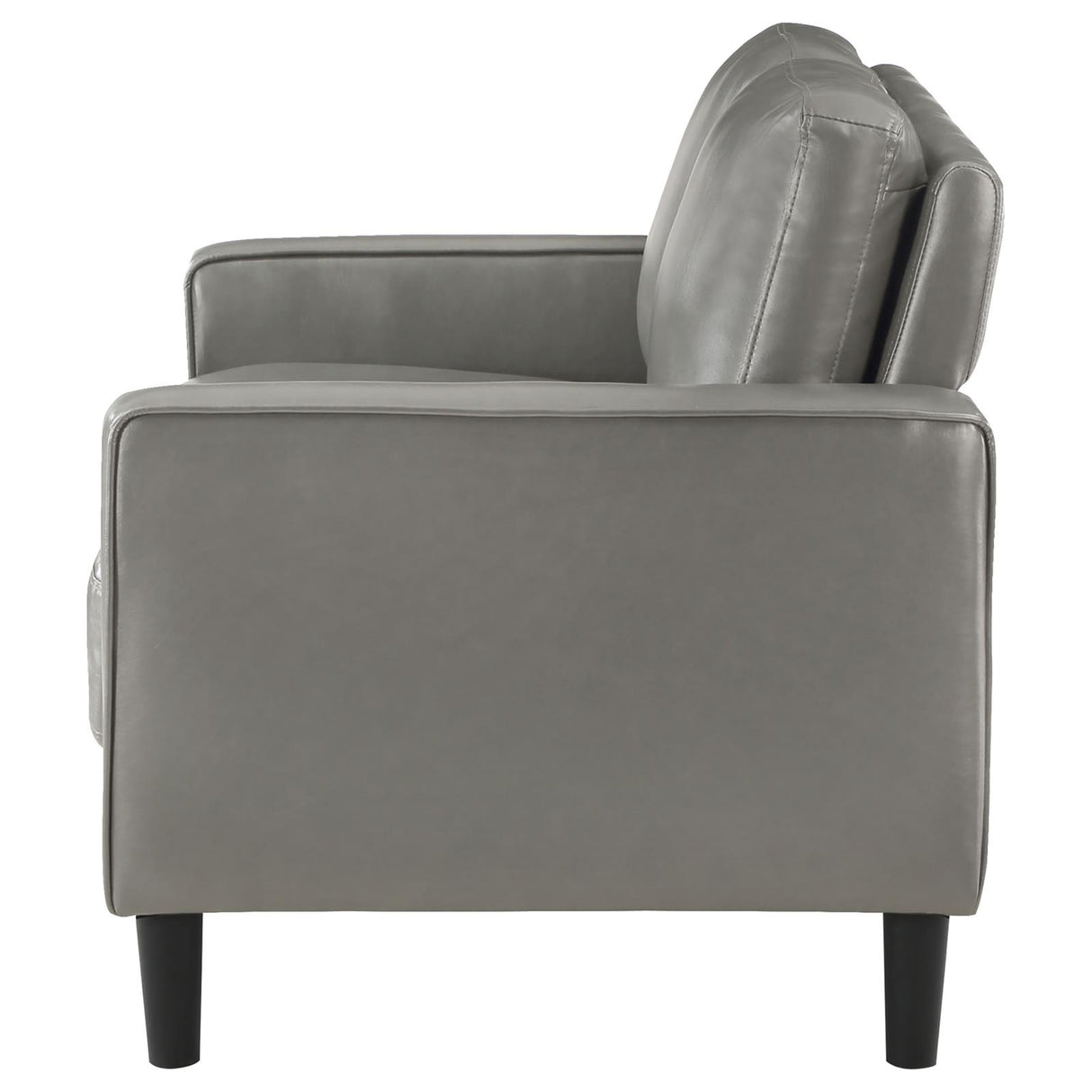 Ruth Gray Upholstered Track Arm Faux Leather Loveseat from Coaster - Luna Furniture