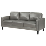 Ruth Gray Upholstered Track Arm Faux Leather Sofa from Coaster - Luna Furniture