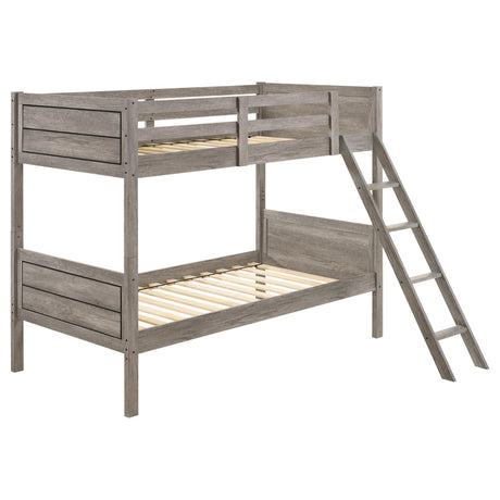 Ryder Weathered Taupe Twin over Twin Bunk Bed from Coaster - Luna Furniture