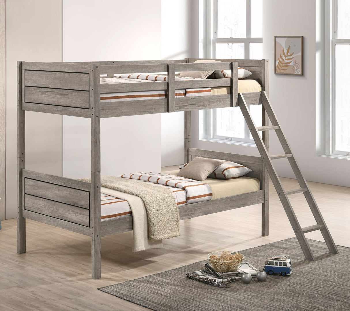 Ryder Weathered Taupe Twin over Twin Bunk Bed from Coaster - Luna Furniture