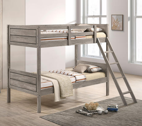 Ryder Weathered Taupe Twin over Twin Bunk Bed from Coaster - Luna Furniture