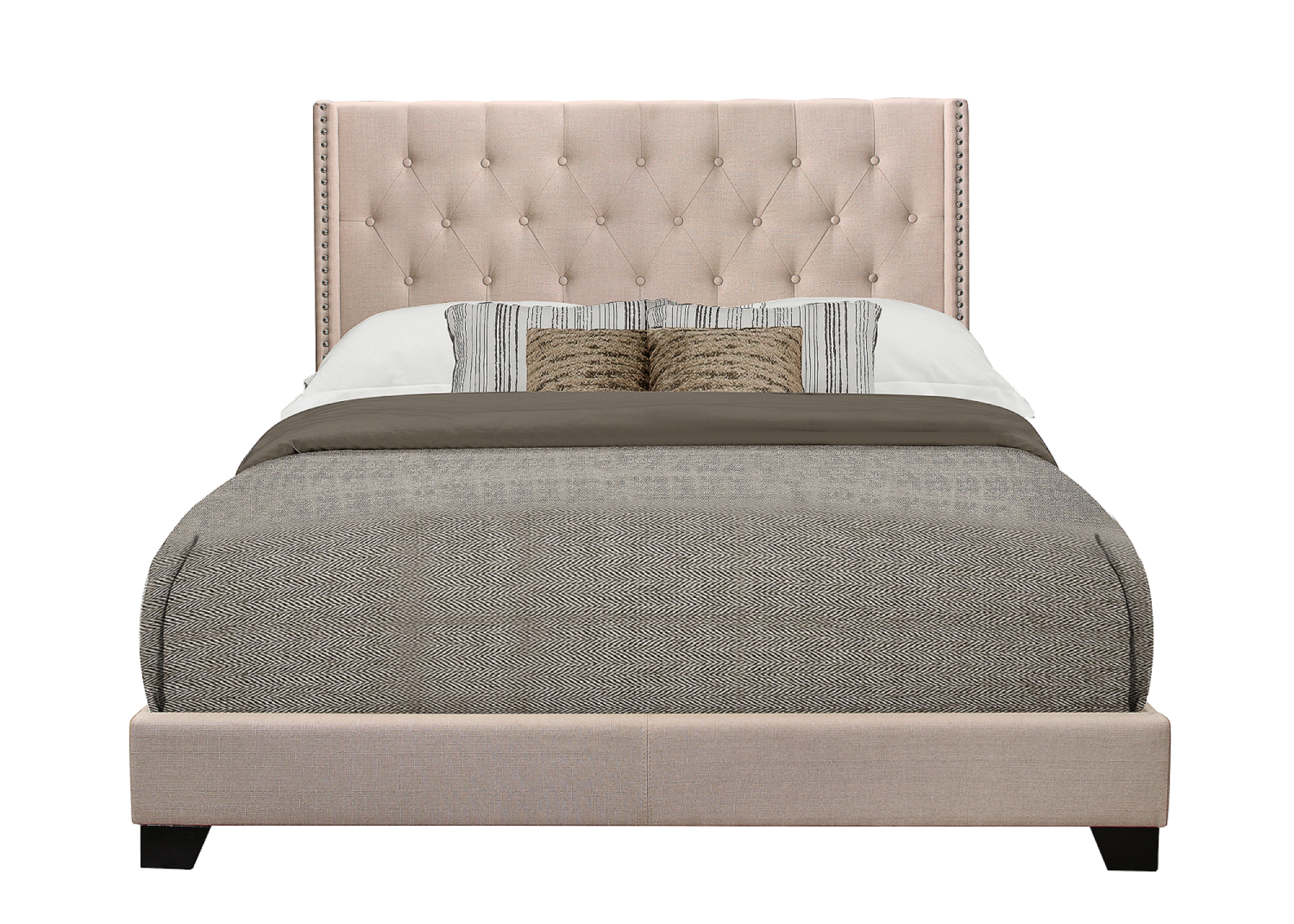 Barzini Beige Queen Upholstered Bed from Homelegance - Luna Furniture