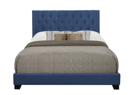 Barzini Blue King Upholstered Bed from Homelegance - Luna Furniture