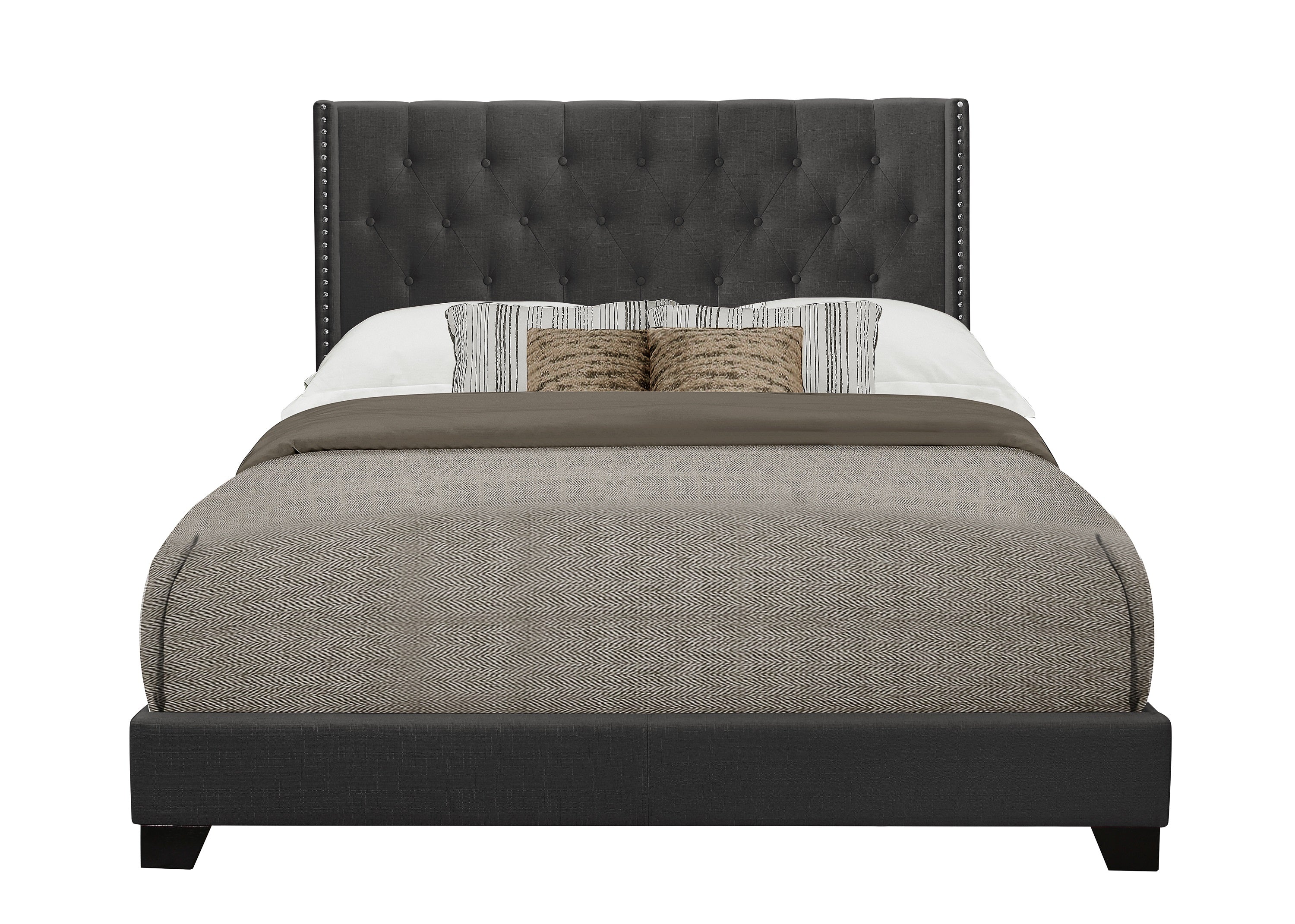 Barzini Dark Gray Queen Upholstered Bed from Homelegance - Luna Furniture