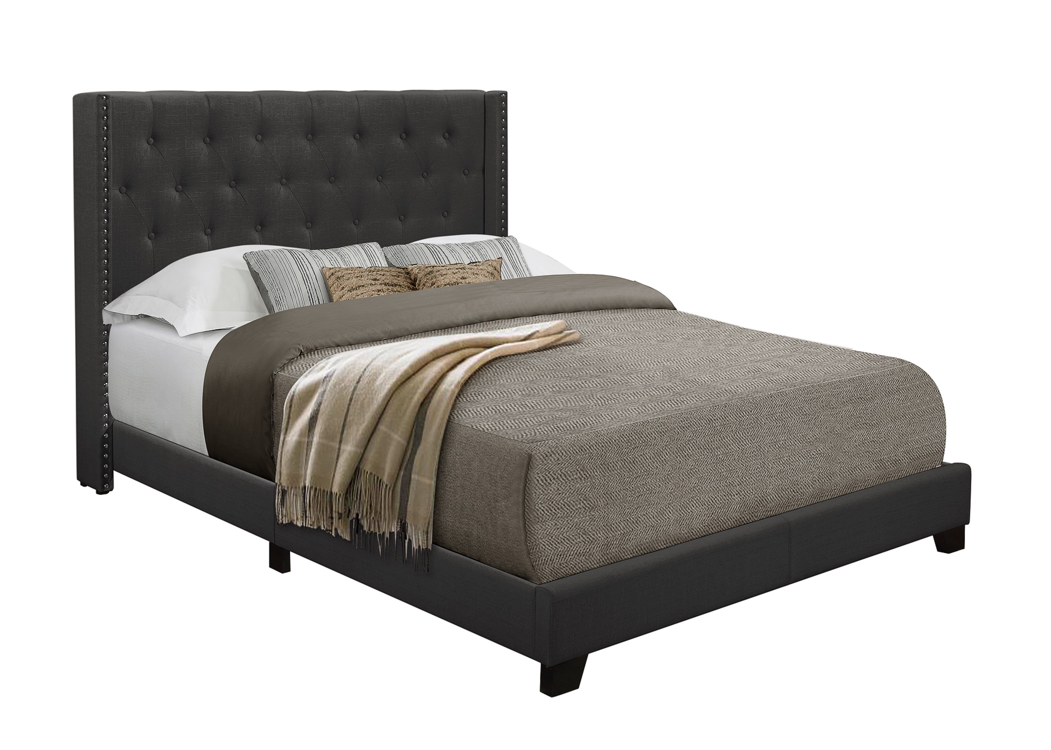 Barzini Dark Gray Queen Upholstered Bed from Homelegance - Luna Furniture