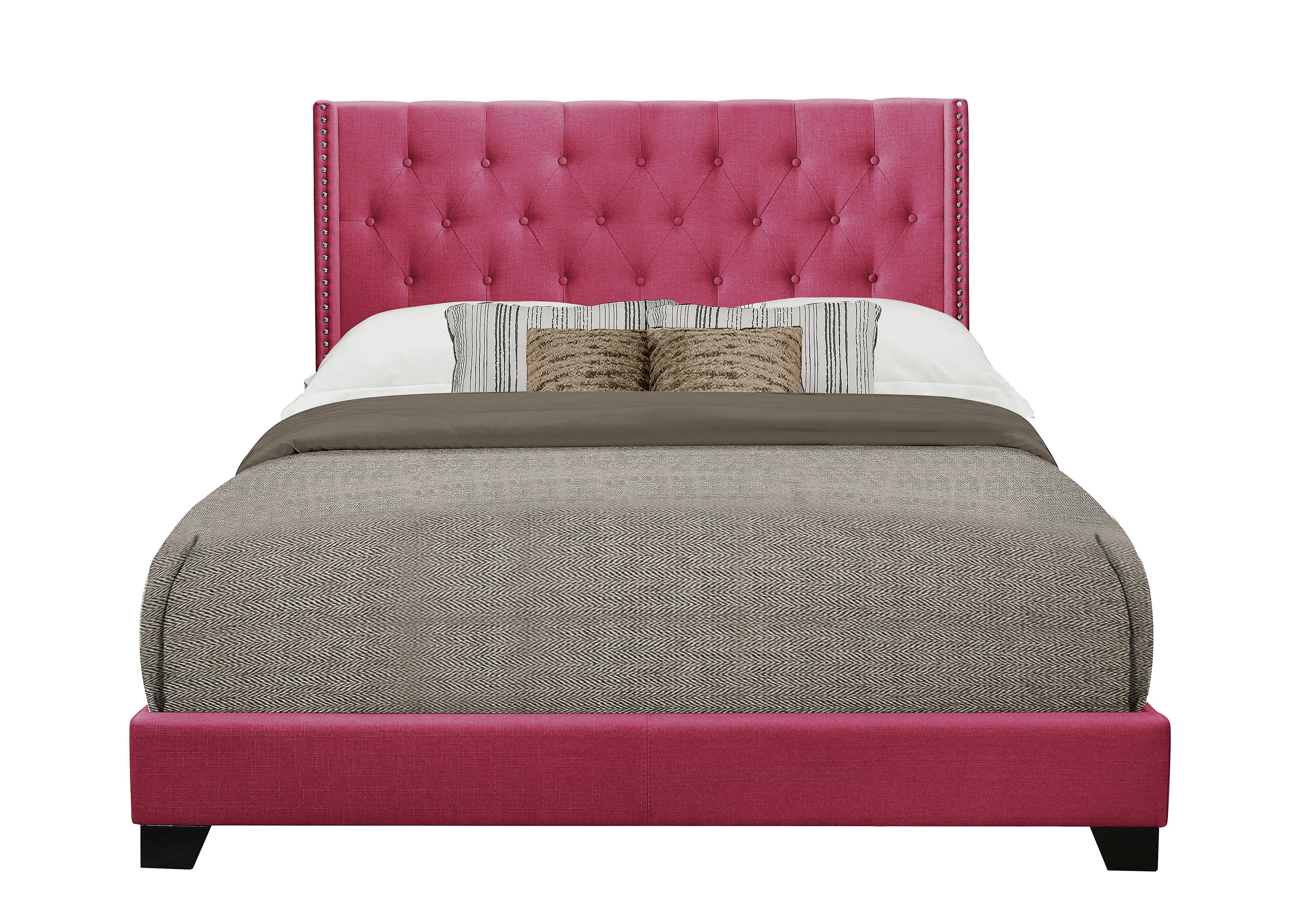 Barzini Pink Queen Upholstered Bed from Homelegance - Luna Furniture