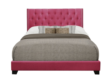 Barzini Pink King Upholstered Bed from Homelegance - Luna Furniture