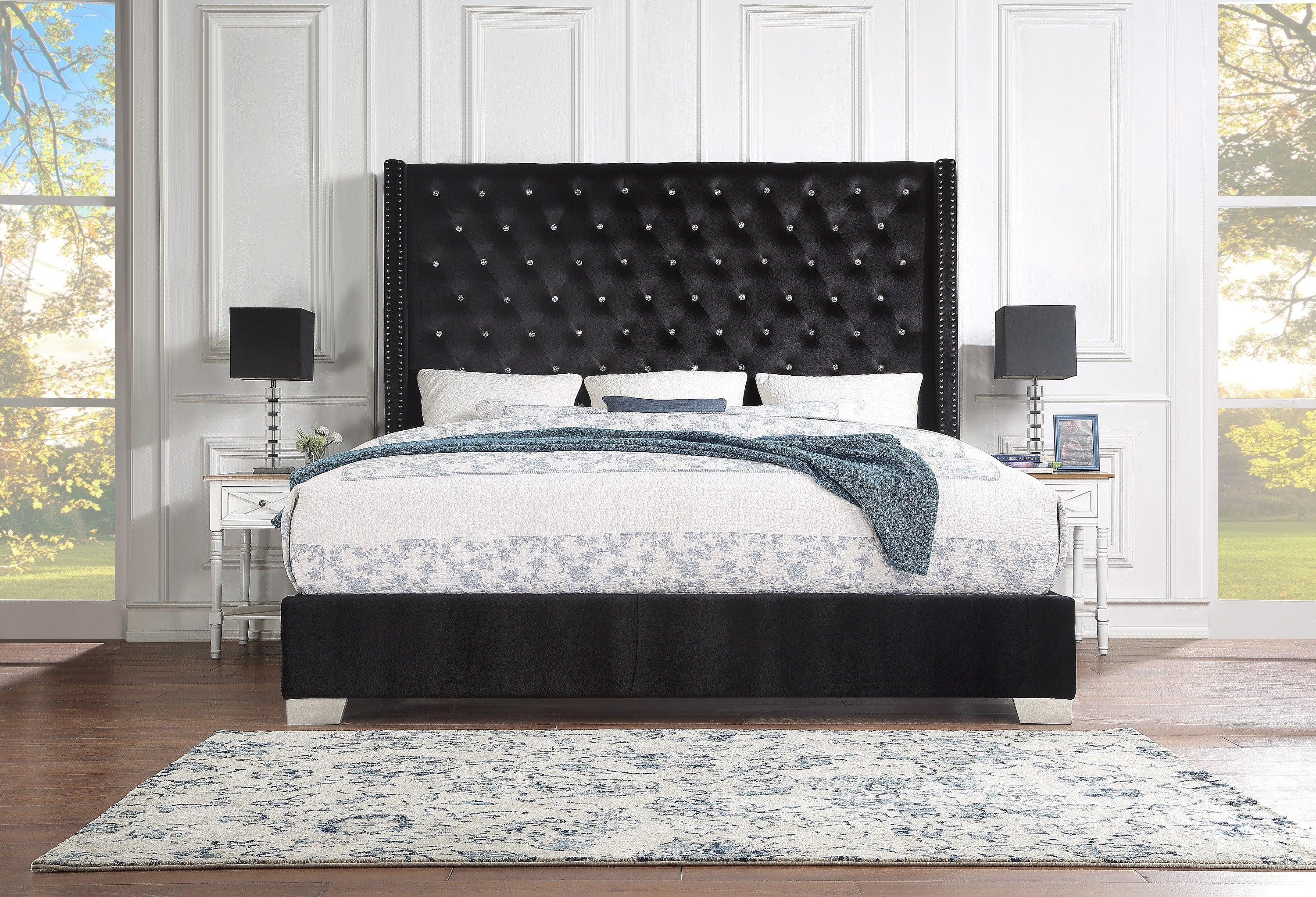 Benjara Louis Philippe Fabulous Black California King Size Bed