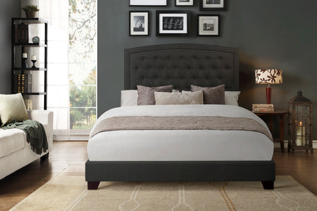 Linda Dark Gray King Upholstered Bed from Homelegance - Luna Furniture