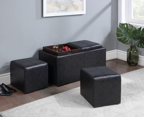 SH3552 Black Storage Ottoman with 1 Tray from Homelegance - Luna Furniture