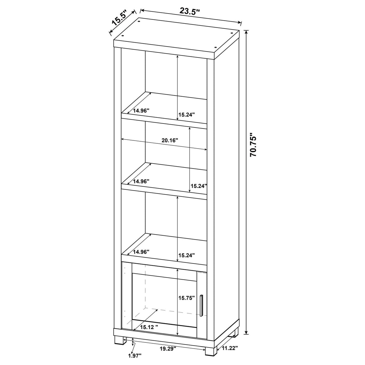 Sachin Antique Pine 3-Shelf Media Tower With Storage Cabinet from Coaster - Luna Furniture