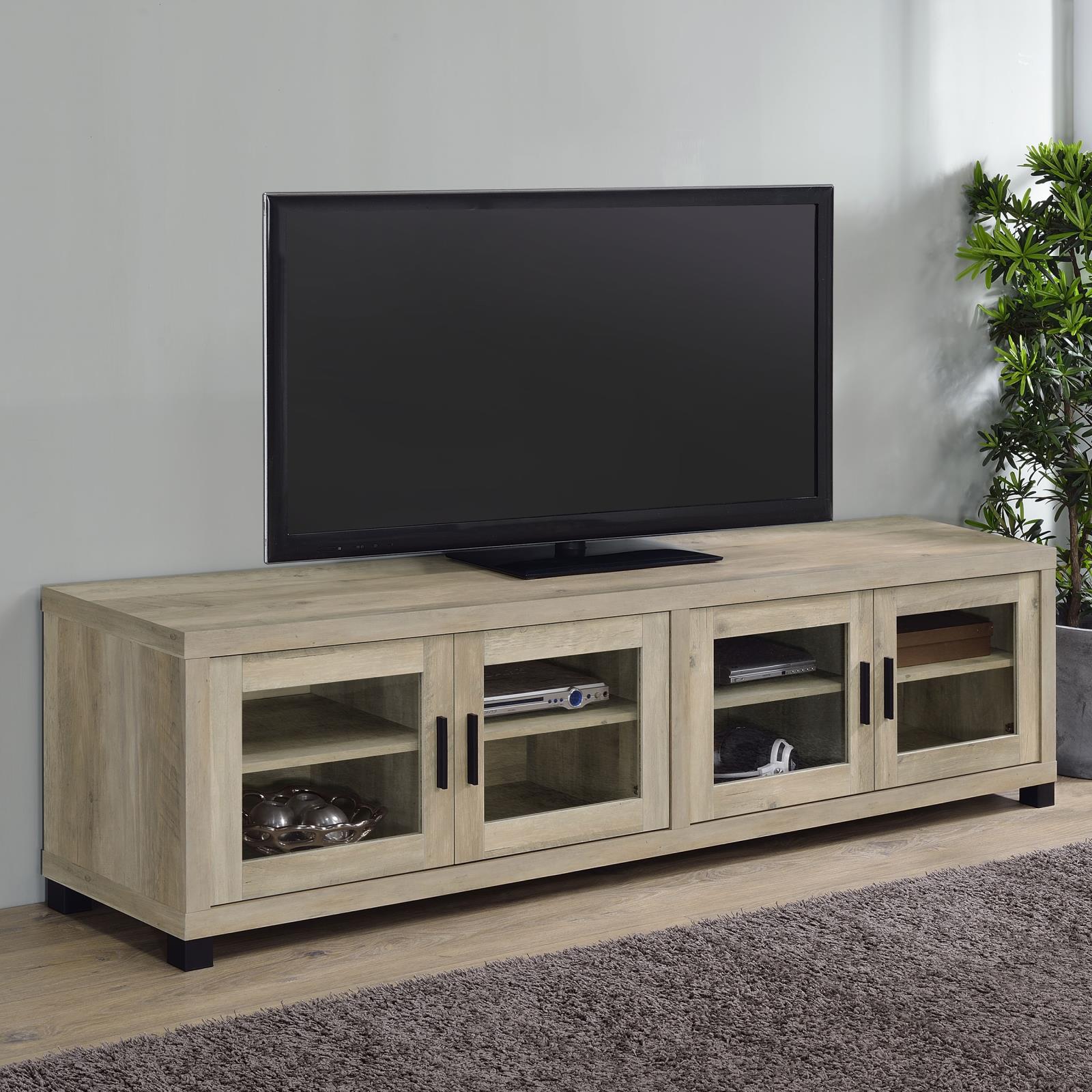 Sachin Rectangular TV Console with Glass Doors - Luna Furniture