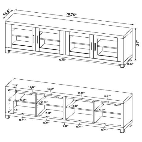 Sachin Rectangular TV Console with Glass Doors from Coaster - Luna Furniture