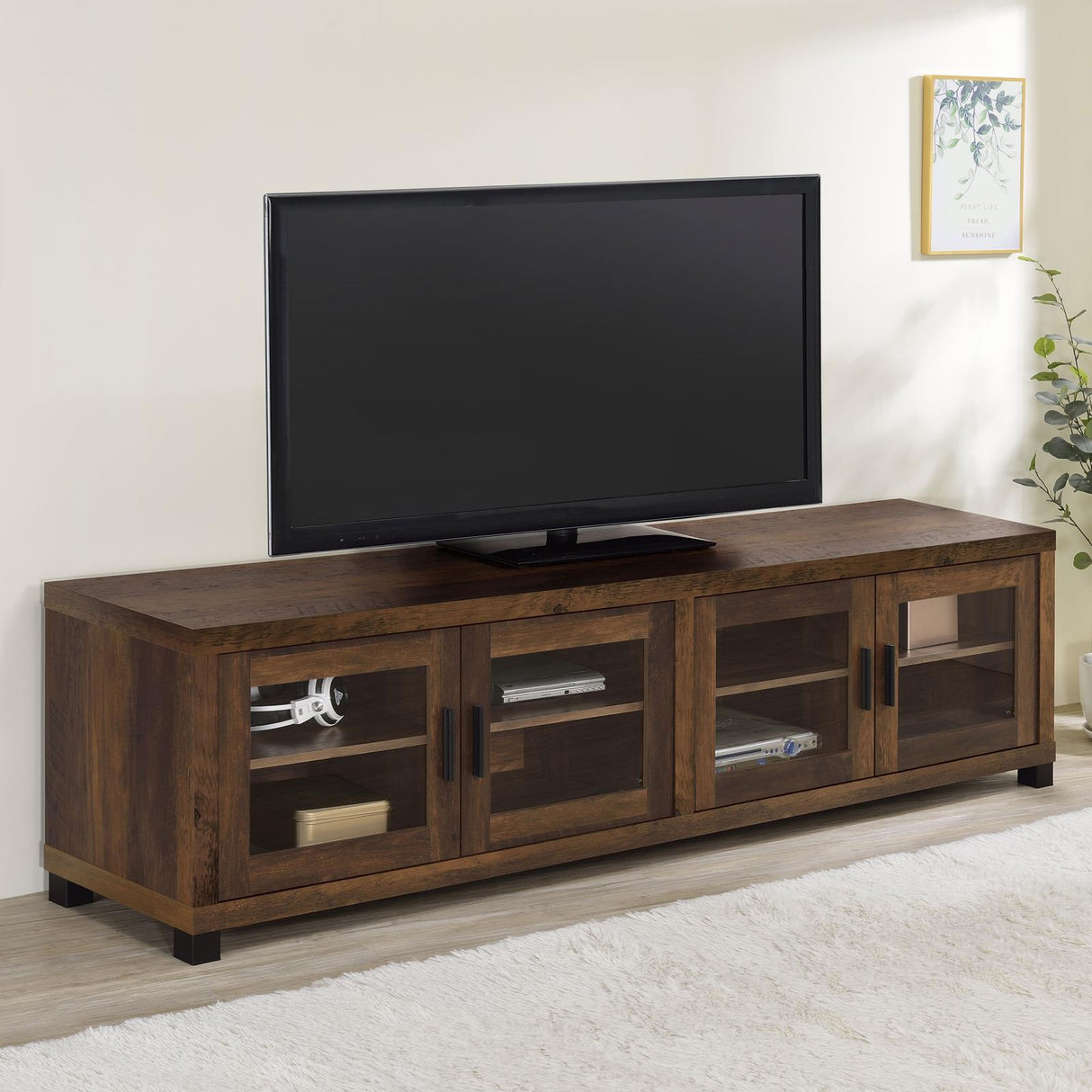 Sachin Rectangular TV Console with Glass Doors from Coaster - Luna Furniture