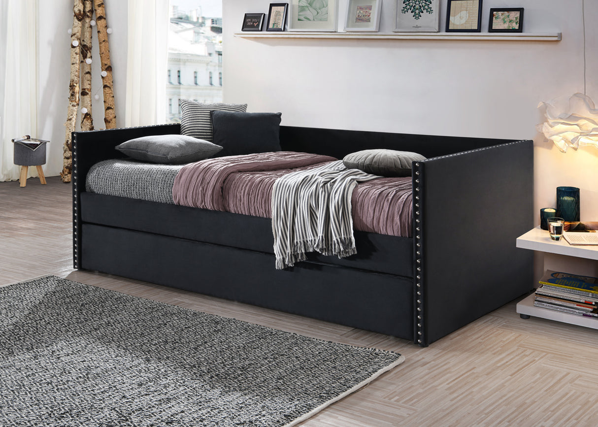 Sadie Black Velvet Twin Daybed from Crown Mark - Luna Furniture