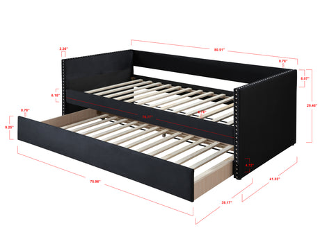 Sadie Black Velvet Twin Daybed from Crown Mark - Luna Furniture