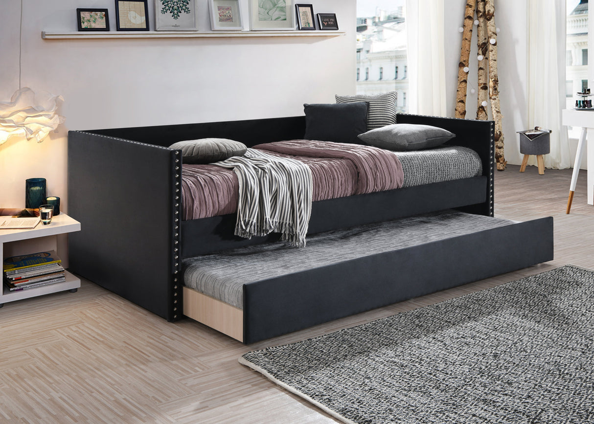 Sadie Black Velvet Twin Daybed from Crown Mark - Luna Furniture