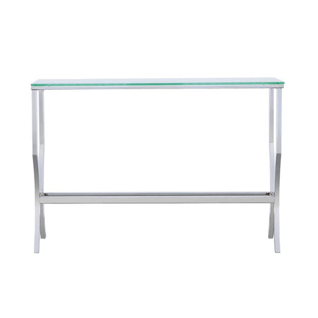 Saide Chrome Rectangular Sofa Table with Mirrored Shelf from Coaster - Luna Furniture
