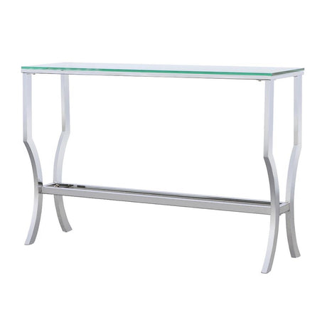 Saide Chrome Rectangular Sofa Table with Mirrored Shelf from Coaster - Luna Furniture