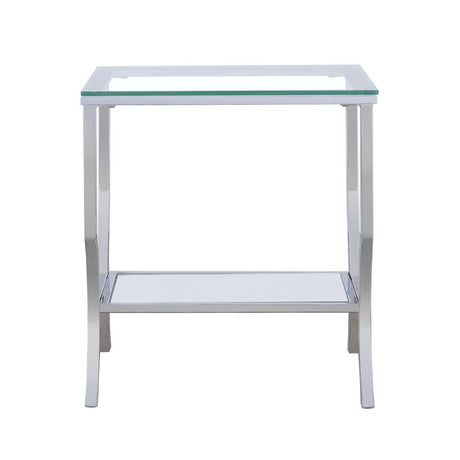 Saide Chrome Square End Table with Mirrored Shelf from Coaster - Luna Furniture