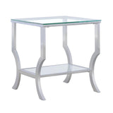 Saide Chrome Square End Table with Mirrored Shelf from Coaster - Luna Furniture