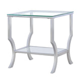 Saide Chrome Square End Table with Mirrored Shelf from Coaster - Luna Furniture