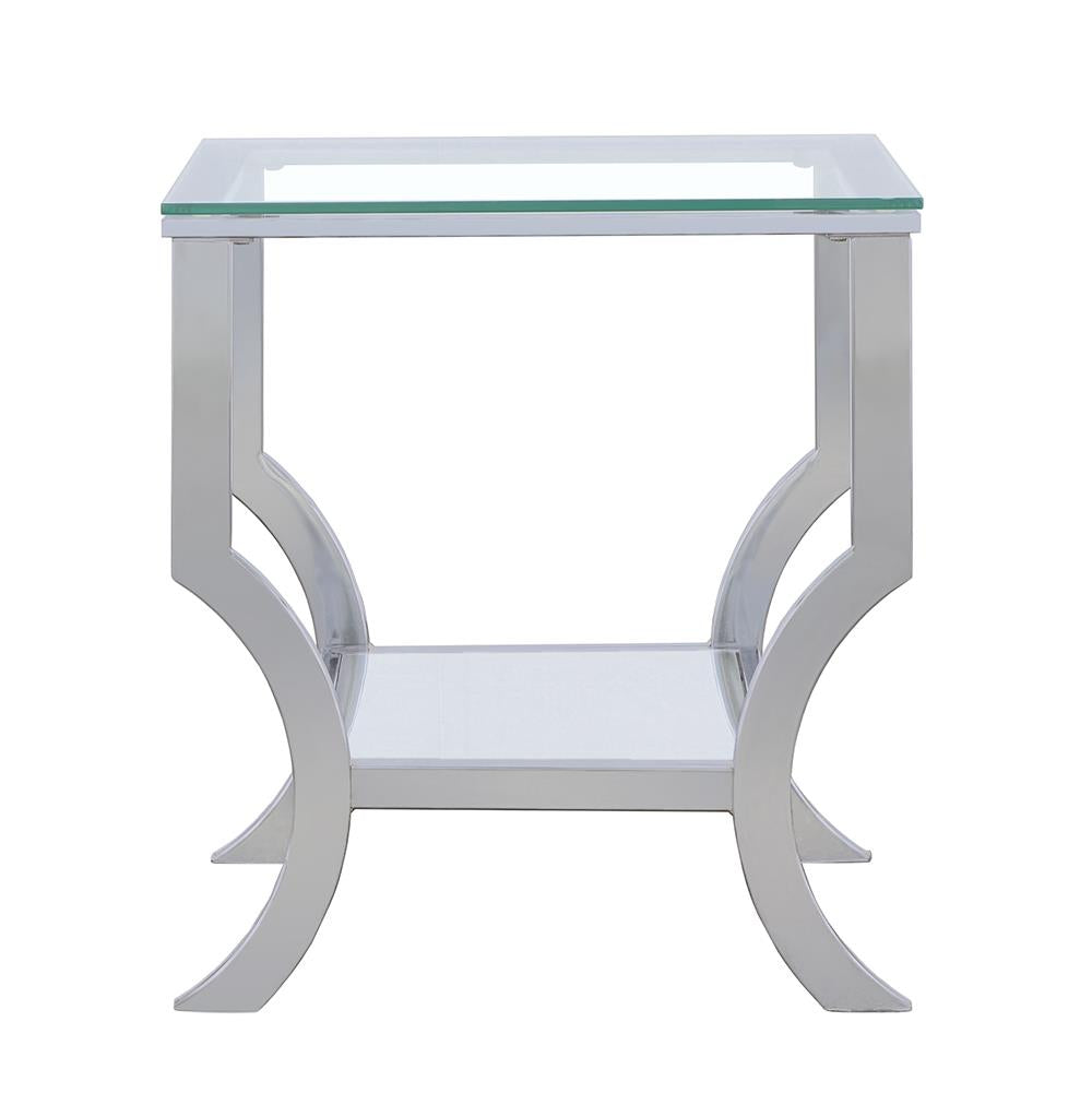 Saide Chrome Square End Table with Mirrored Shelf from Coaster - Luna Furniture