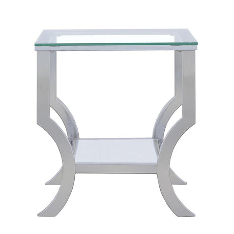 Saide Chrome Square End Table with Mirrored Shelf from Coaster - Luna Furniture