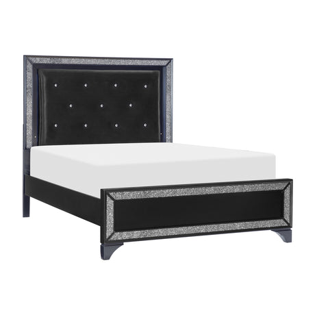 Salon Black King LED Upholstered Panel Bed from Homelegance - Luna Furniture