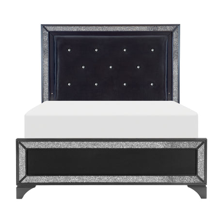 Salon Black King LED Upholstered Panel Bed from Homelegance - Luna Furniture