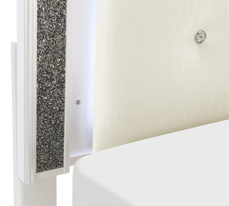 Salon White Queen LED Upholstered Panel Bed from Homelegance - Luna Furniture