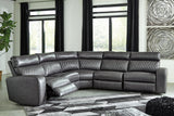 Samperstone Gray 5-Piece Power Reclining Sectional from Ashley - Luna Furniture