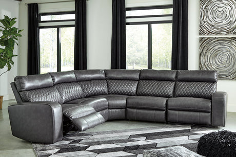 Samperstone Gray 5-Piece Power Reclining Sectional from Ashley - Luna Furniture