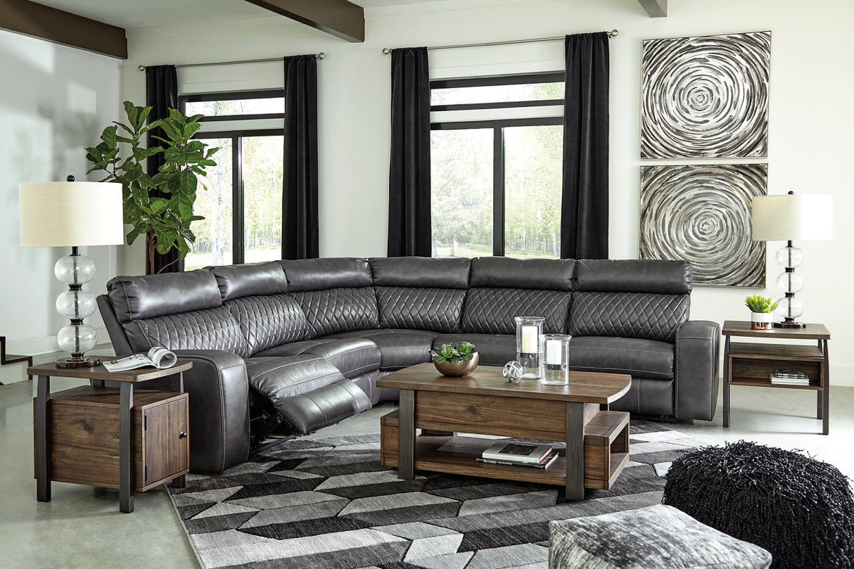 Samperstone Gray 5-Piece Power Reclining Sectional from Ashley - Luna Furniture