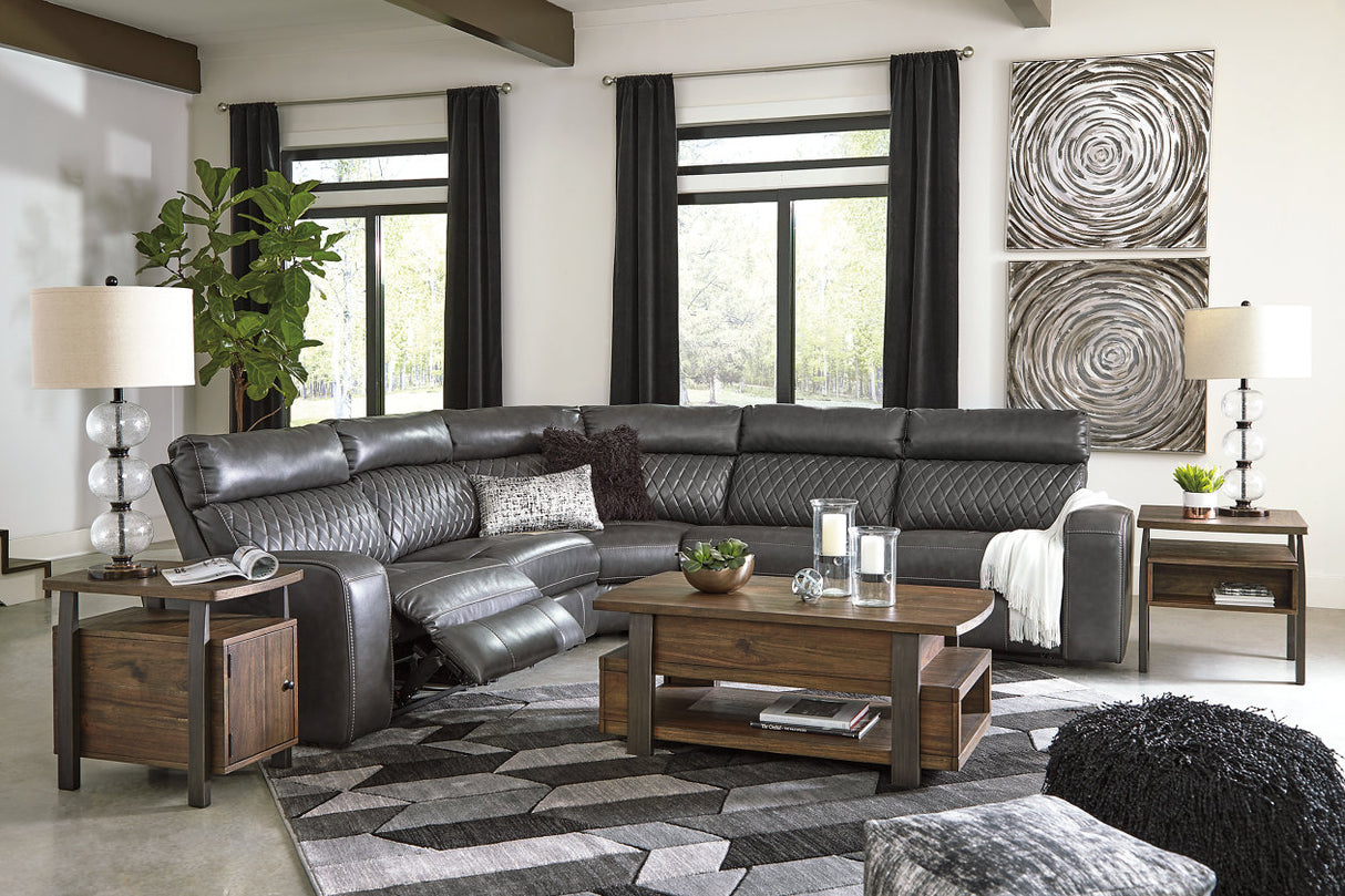 Samperstone Gray 5-Piece Power Reclining Sectional from Ashley - Luna Furniture