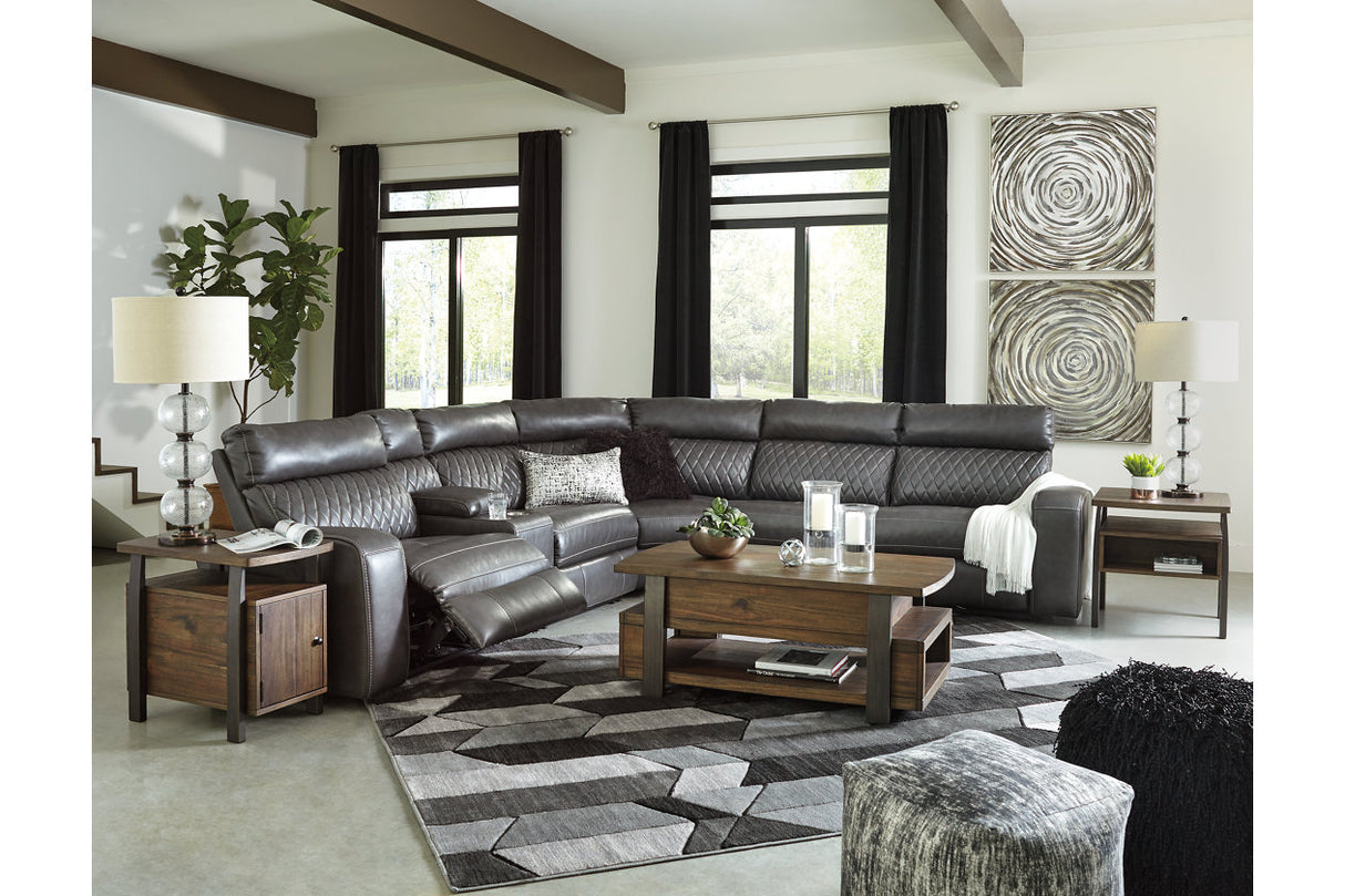 Samperstone Gray 6-Piece Power Reclining Sectional from Ashley - Luna Furniture