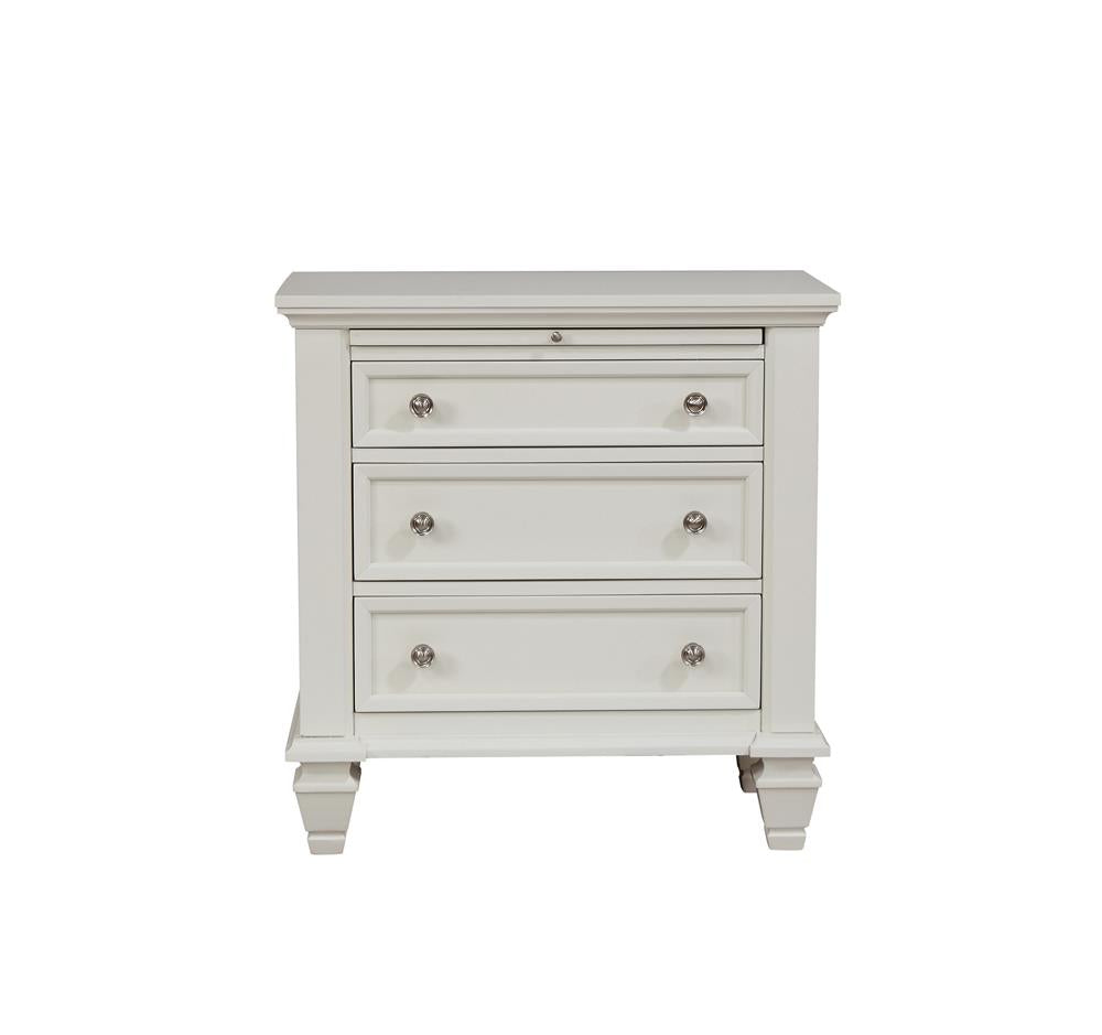 Sandy Beach White 3-Drawer Nightstand from Coaster - Luna Furniture