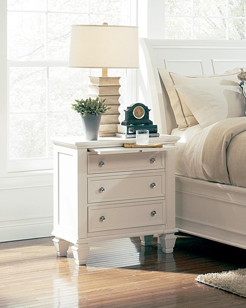 Sandy Beach White 3-Drawer Nightstand from Coaster - Luna Furniture