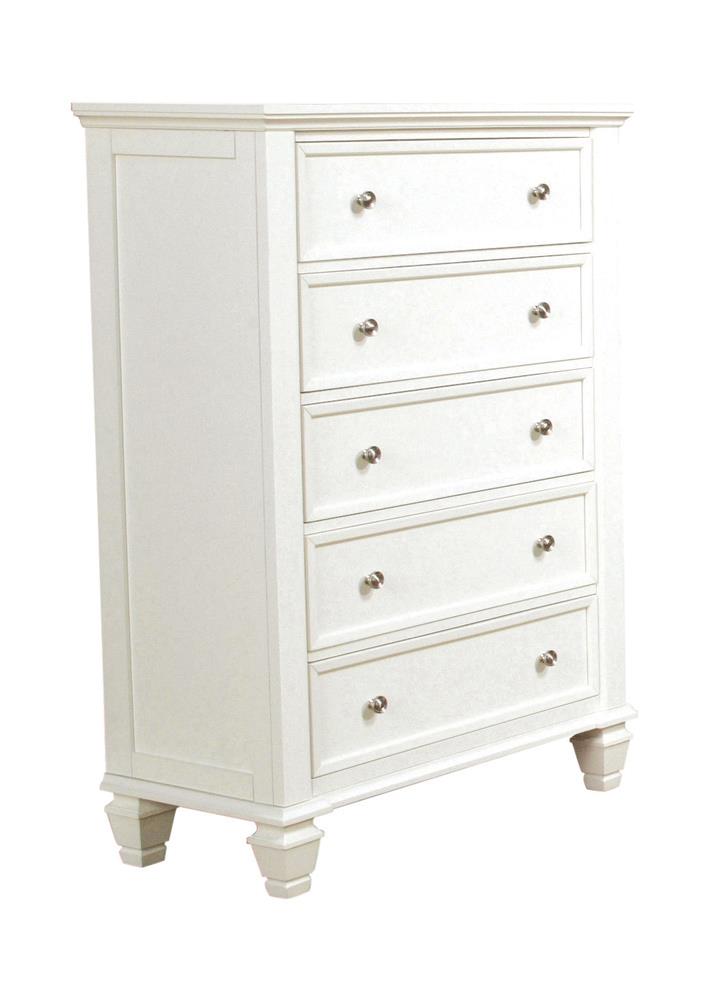 Sandy Beach White 5-Drawer Rectangular Chest from Coaster - Luna Furniture