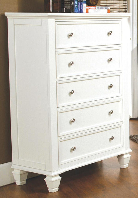 Sandy Beach White 5-Drawer Rectangular Chest from Coaster - Luna Furniture