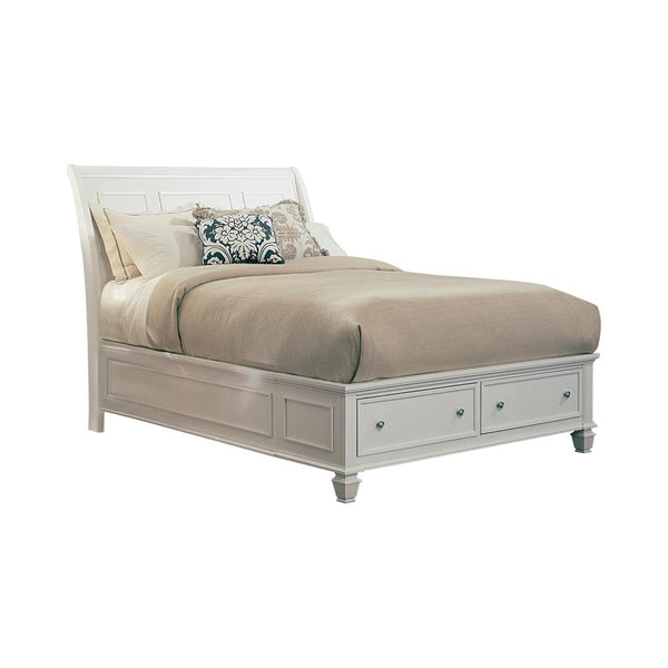 Sandy Beach White Eastern King Storage Sleigh Bed