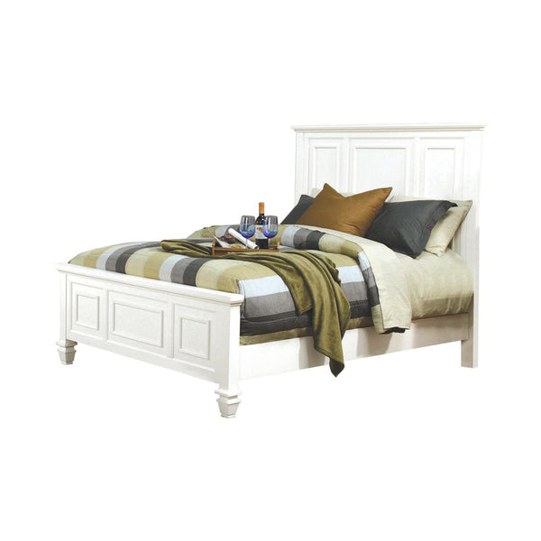 Sandy Beach White Queen Panel Bed with High Headboard