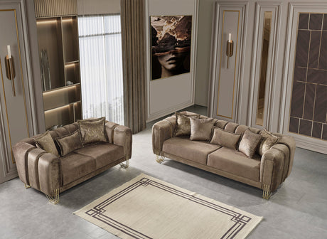 Santana Coffee Velvet Living Room Set from Nova Furniture - Luna Furniture