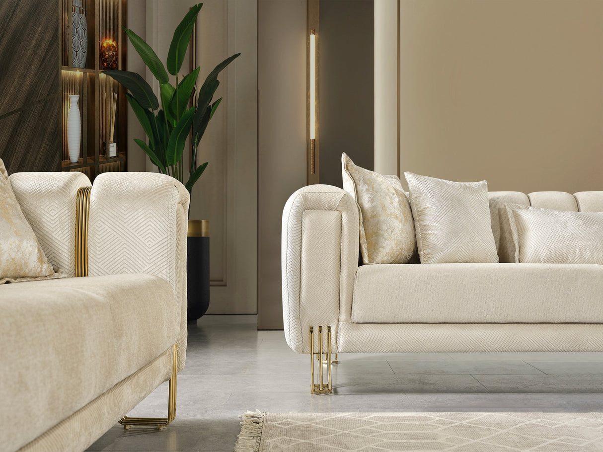 Santana Ivory Velvet Living Room Set from Nova Furniture - Luna Furniture